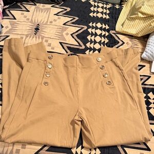 Jules & Leopold Tan Pants with Silver Buttons